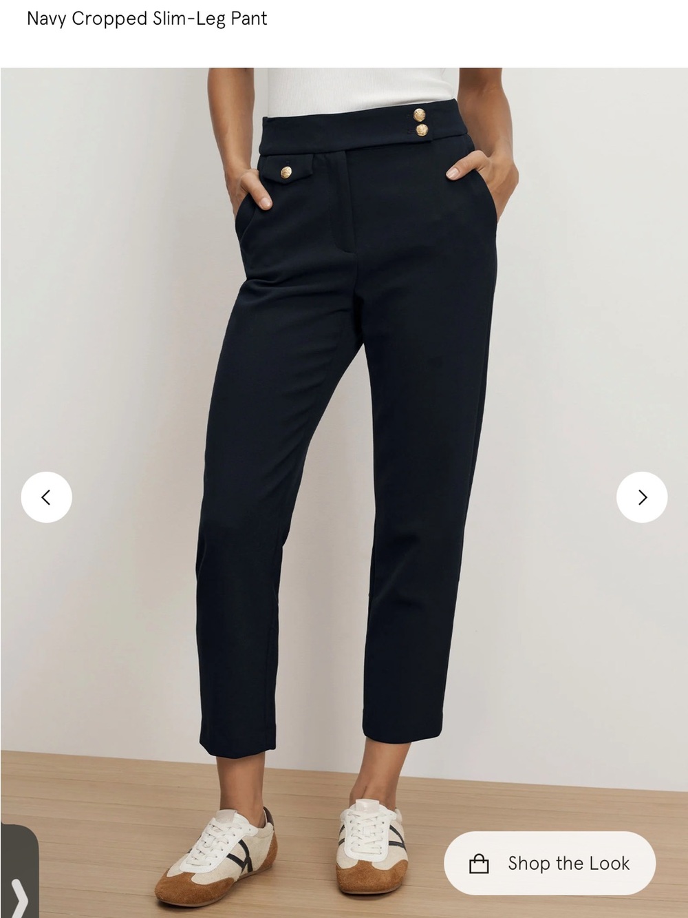Veronica Beard Renzo Navy Cropped Trousers with Gold Buttons